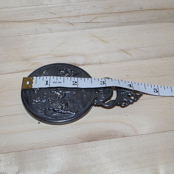 Vintage Hans Jensen Denmark Silver Plate Repousse Compact Mirror Small Hand held - Picture 12 of 13